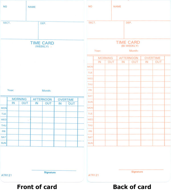 ATR481 Compatible Time Clock Cards for Acroprint ATR480 300 Allied AT-4500